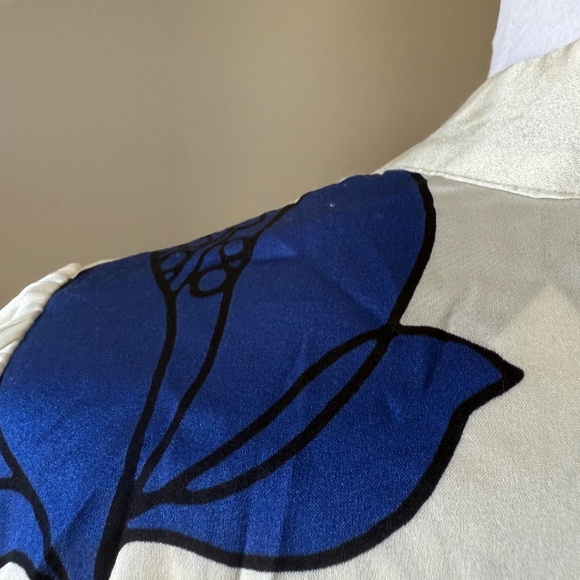 Dea Kudibal Alondradea Blue White Black Silk Satin Women's Fitted Midi Dress - Picture 16 of 17